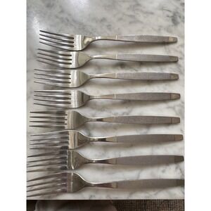 Wallace Silver Montisi Stainless Dinner Forks Set of 8 Textured WASMONTI Taiwan